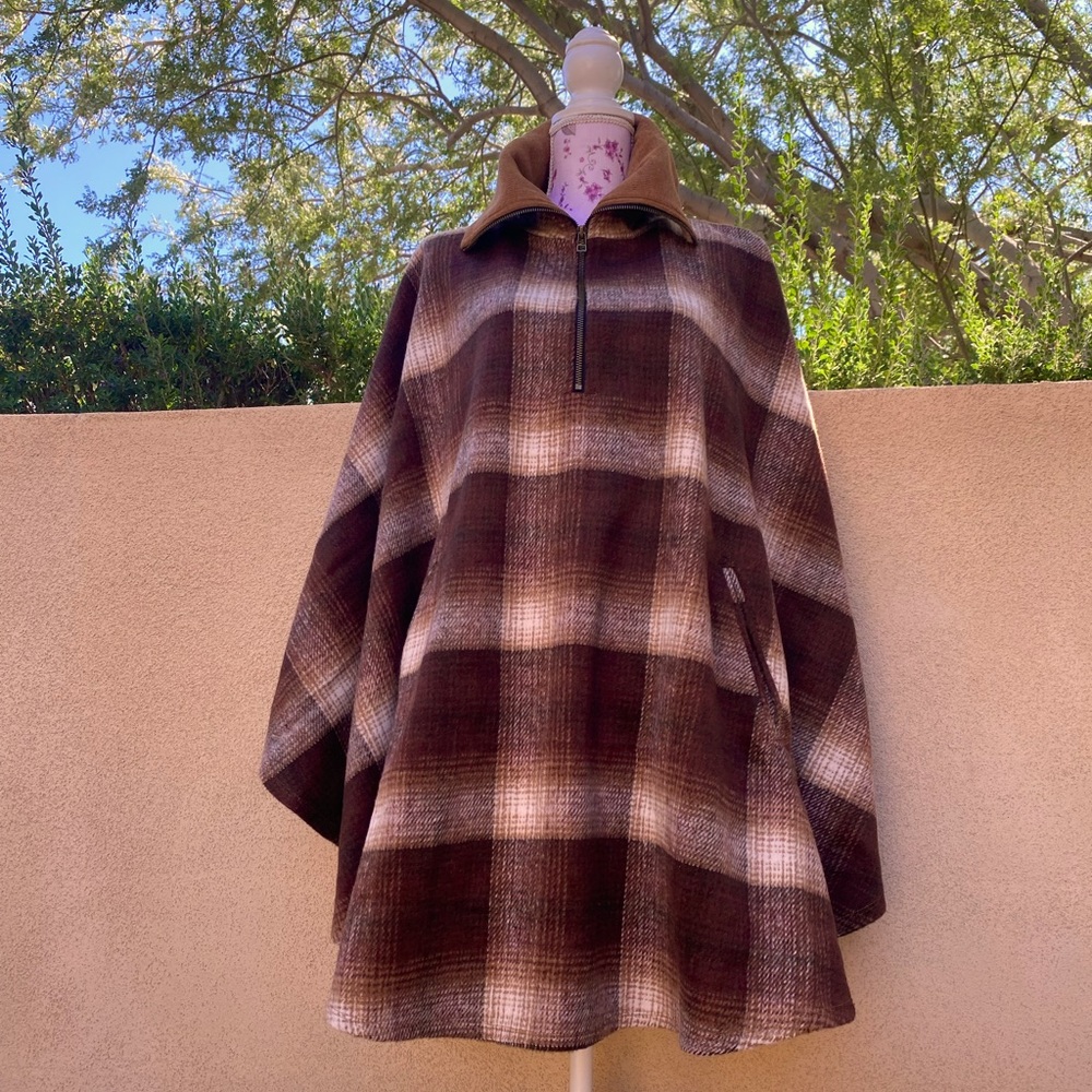 Free People dark brown Woodstock poncho NWOT